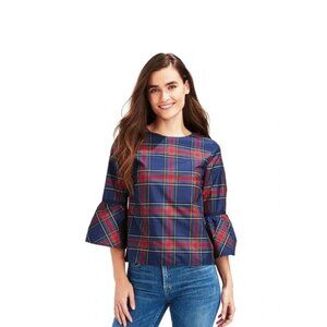 Vineyard Vines Jolly Plaid Bell Sleeve Top Size 4